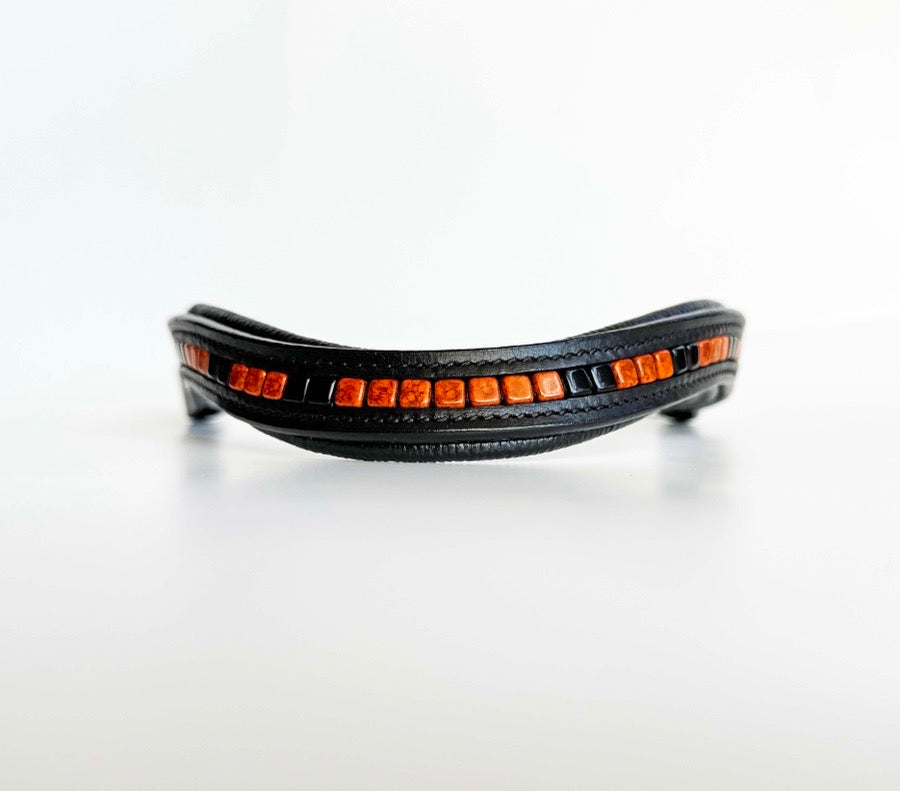 Black & Orange Halloween Beaded Browband