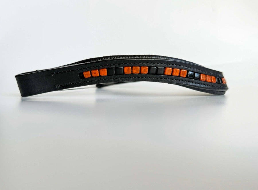 Black & Orange Halloween Beaded Browband