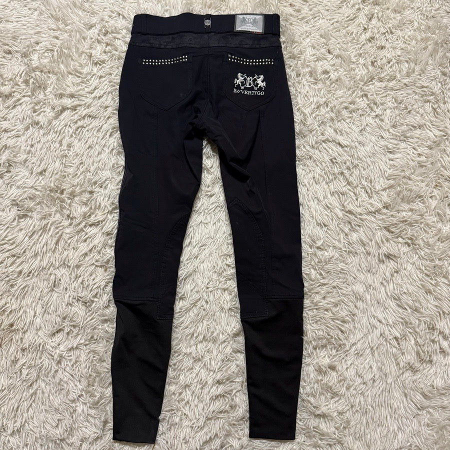 Women’s Size 22 Black B Vertigo Knee Patch Horseback Riding Breeches. Good Cond.
