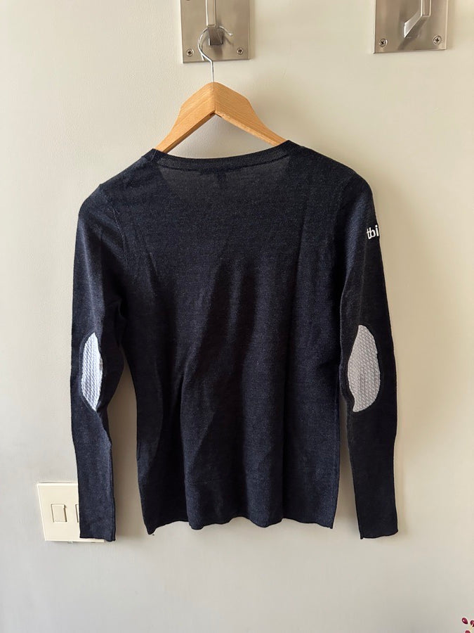 Noelle Asmar Longines World Cup Vancouver Gray Crewneck Sweater w/ Elbow Patches