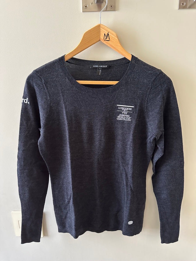Noelle Asmar Longines World Cup Vancouver Gray Crewneck Sweater w/ Elbow Patches