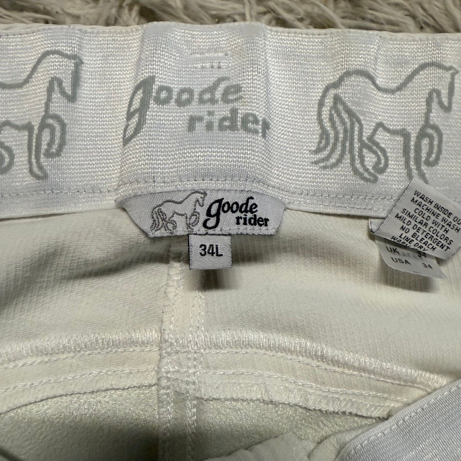 Women’s Size 34L White Goode Rider Full Seat Horseback Riding Breeches
