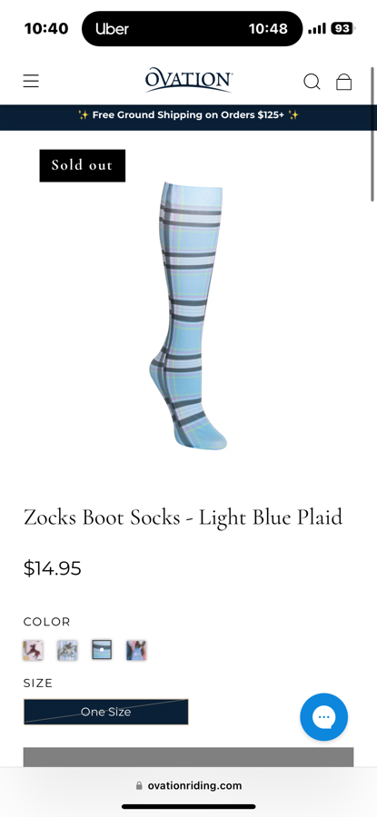 Zocks Boot Socks - Light Blue Plaid