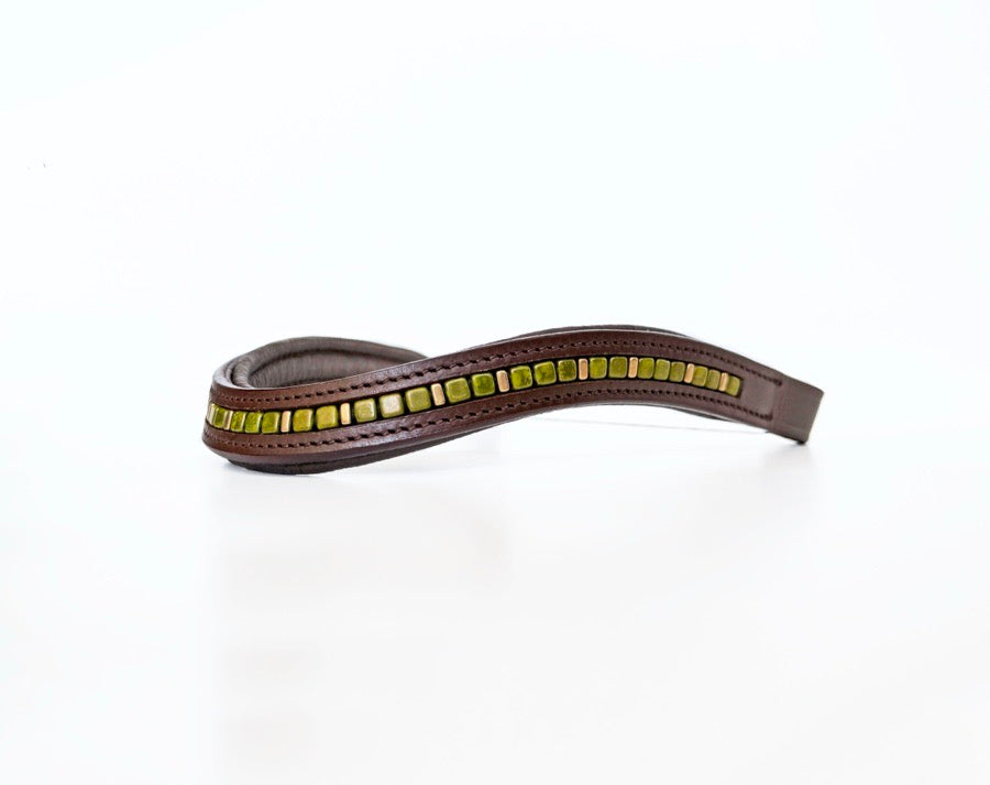 OTHER Green & Gold Beaded Browband