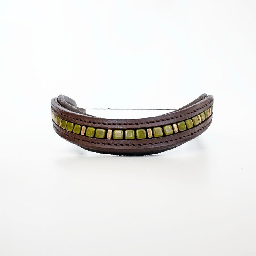 OTHER Green & Gold Beaded Browband (2)
