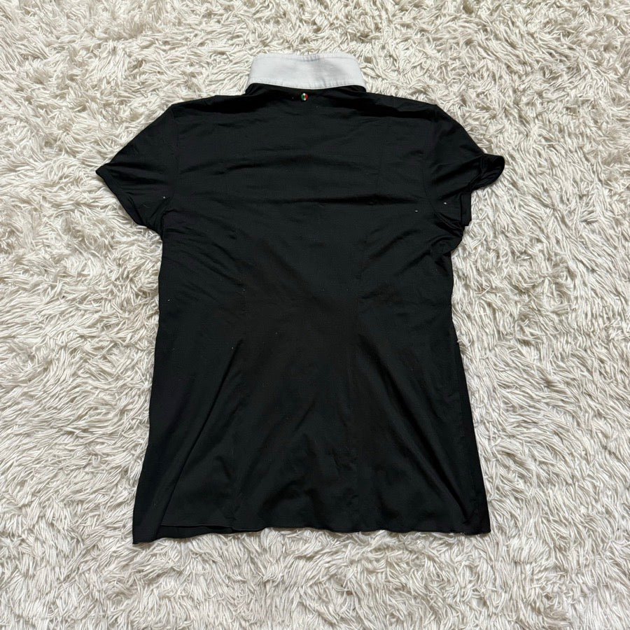 Women’s XL Black For Horses Short Sleeve Horseback Riding Show Shirt. Good Cond.