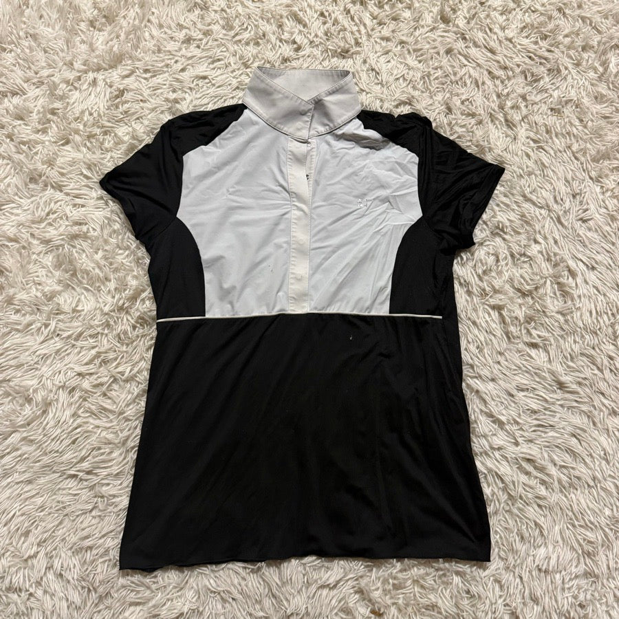 Women’s XL Black For Horses Short Sleeve Horseback Riding Show Shirt. Good Cond.