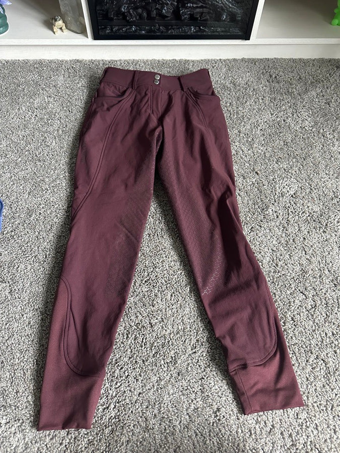 24R Lemieux burgundy silicone full seat breeches