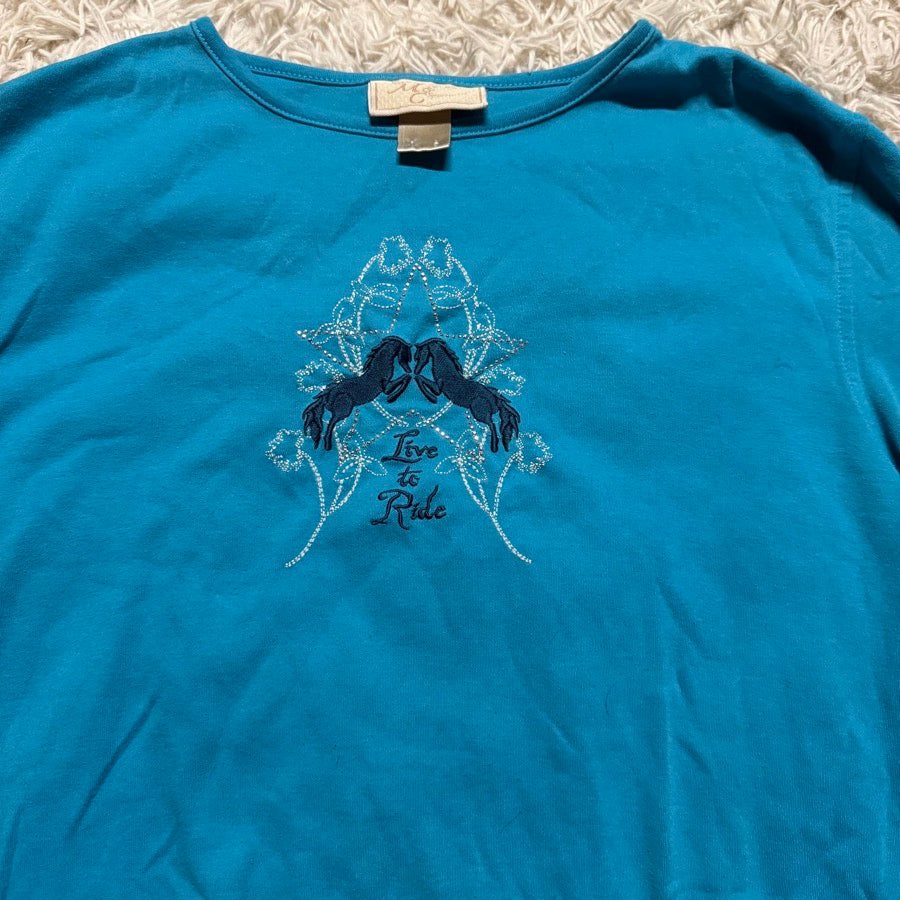 Other Women’s Blue M&C Sportswear Live To Ride Horseback Riding Equestrian T-shirt (2)