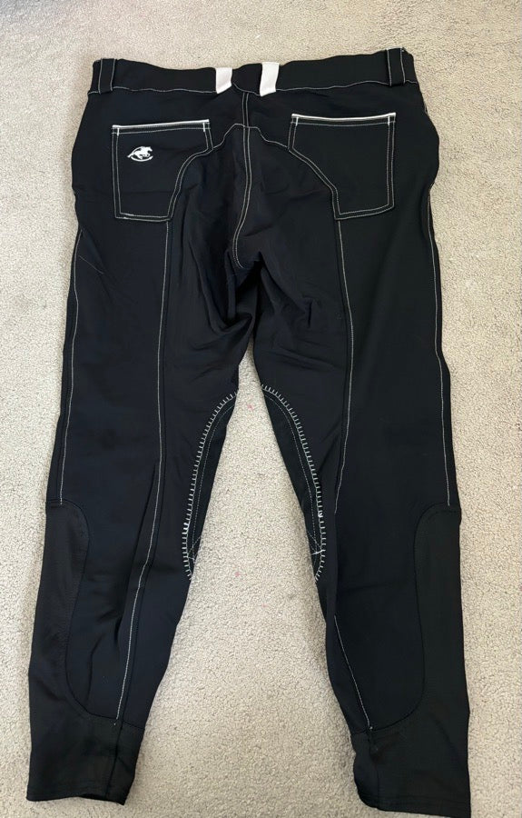 34R Smartpak Piper Evolution Mid-rise, black with white, knee patch. Used