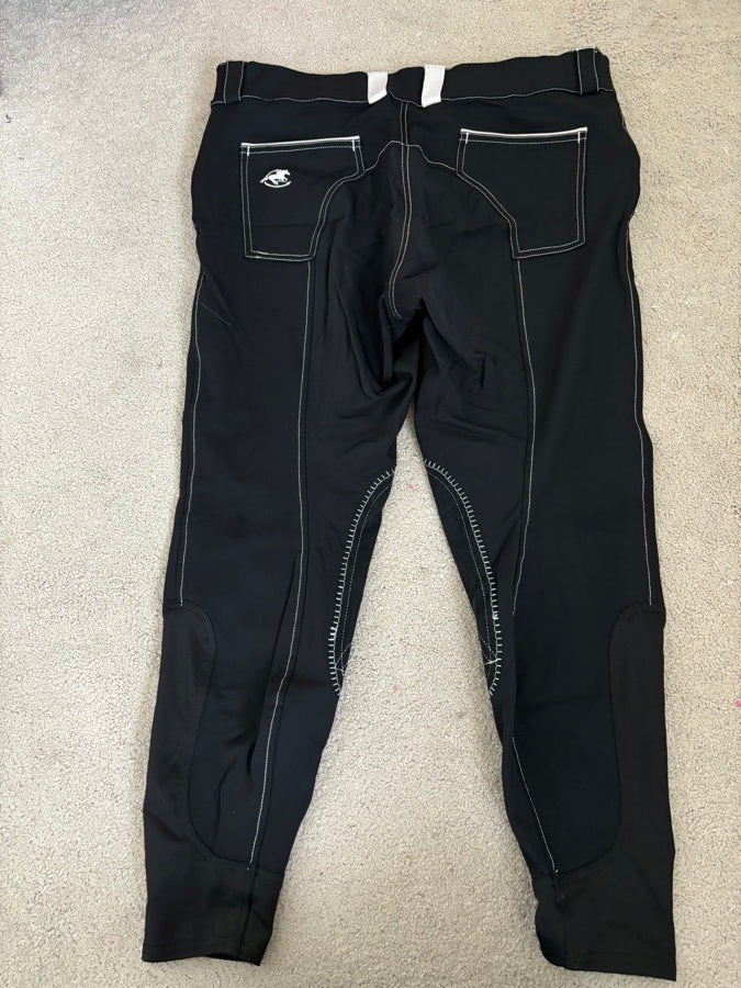 34R Smartpak Piper Evolution Mid-rise, black with white, knee patch. Used