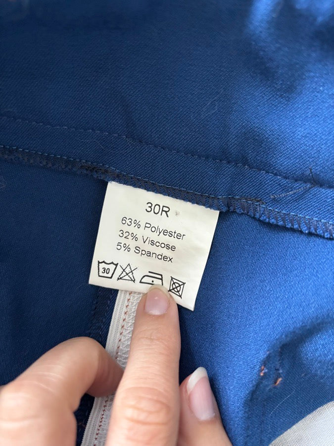 30R Piper knit midrise, Lapis Blue with Orange, Knee Patch. Great condition