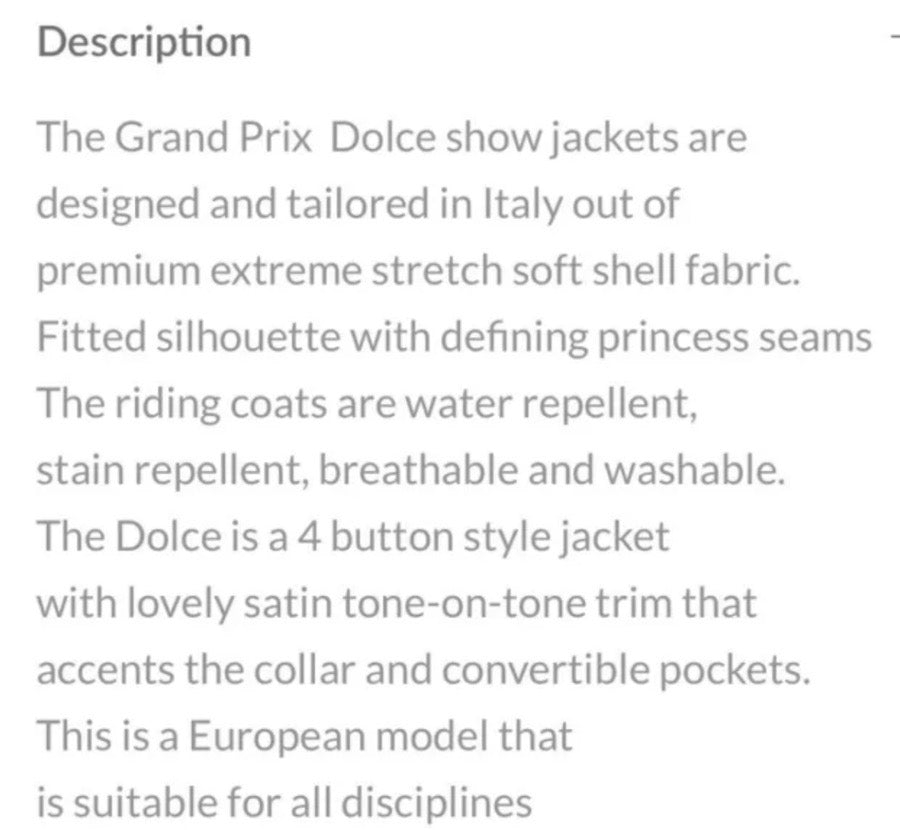 NWT Grand Prix Dolce Show Coat, hunter green