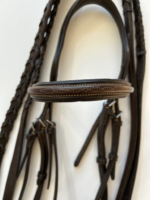 Bobby's English Tack Square Raised Fancy Stitch Bridle - Full/Horse