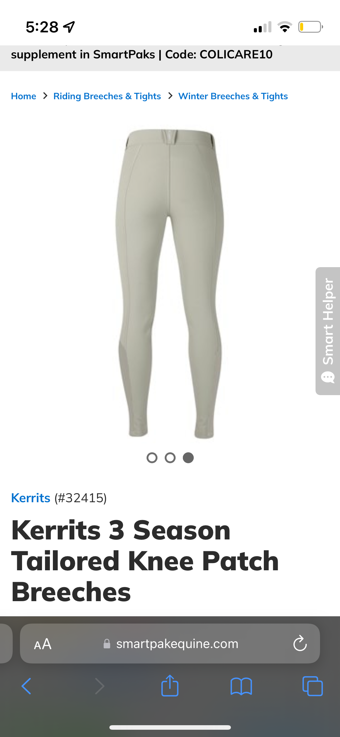Kerrits 3 Season Tailored Knee Patch Breeches