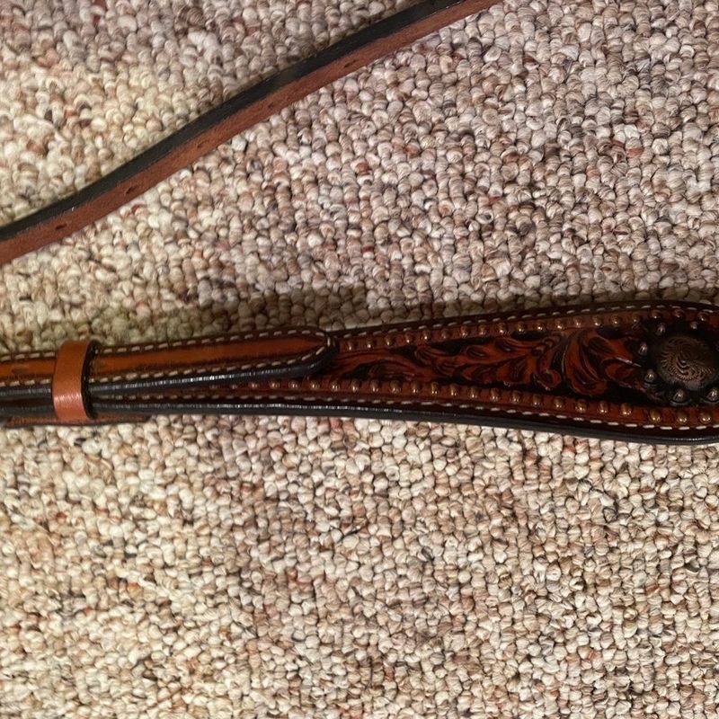 Hand tooled western headstall
