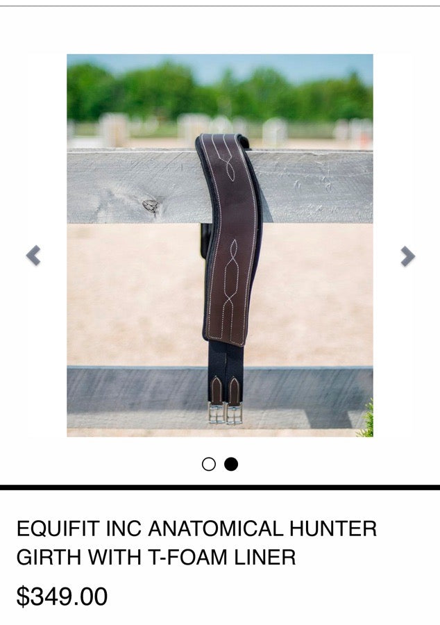 EQUIFIT  ANATOMICAL HUNTER GIRTH SZ 46 WITH T-FOAM LINER w/ EXTRA LINER