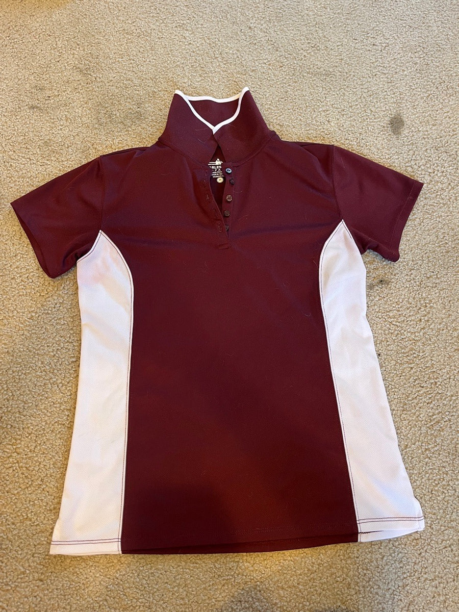 Maroon and White Womens XS Polo