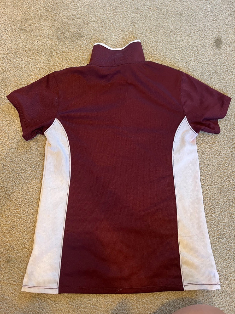 Maroon and White Womens XS Polo