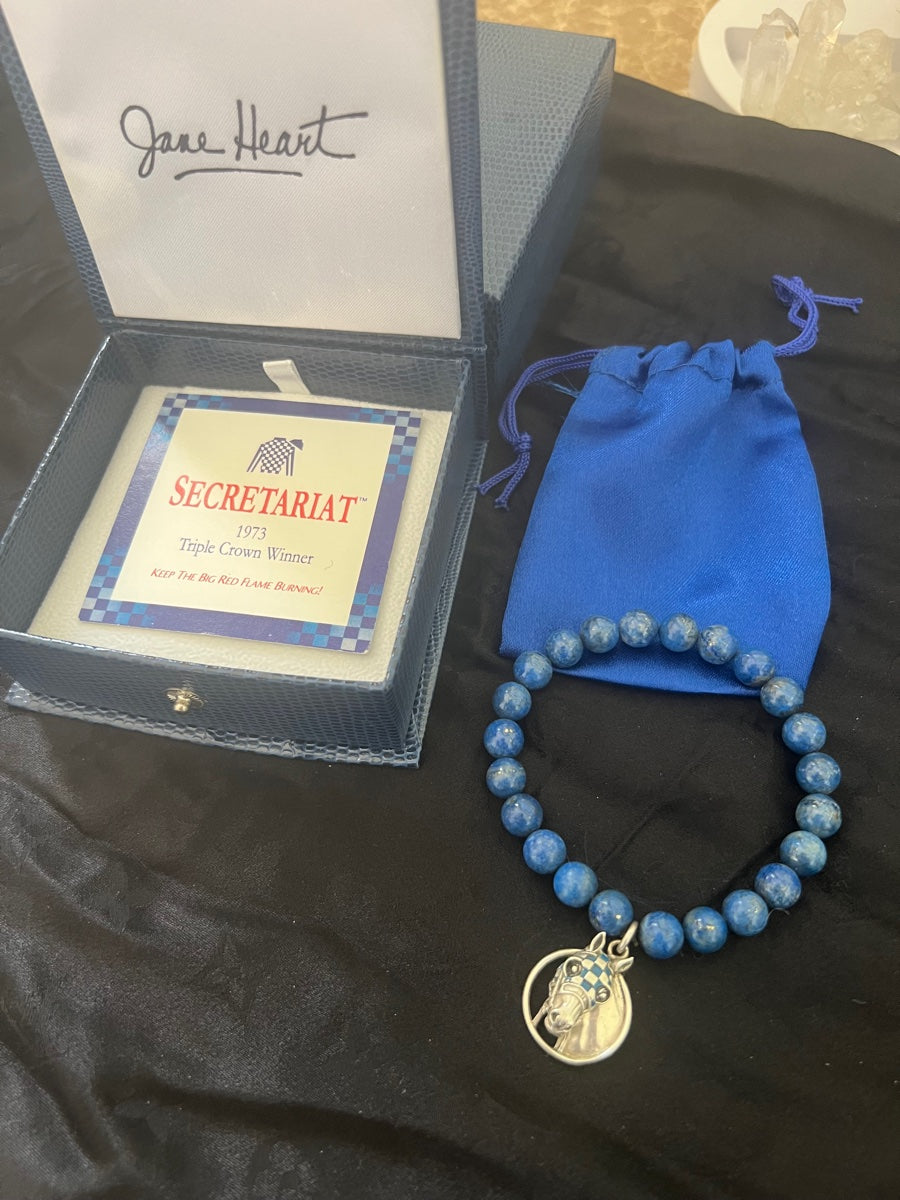 Secretariat Denim Lapis Bead Bracelet By Jane Heart Jewelry